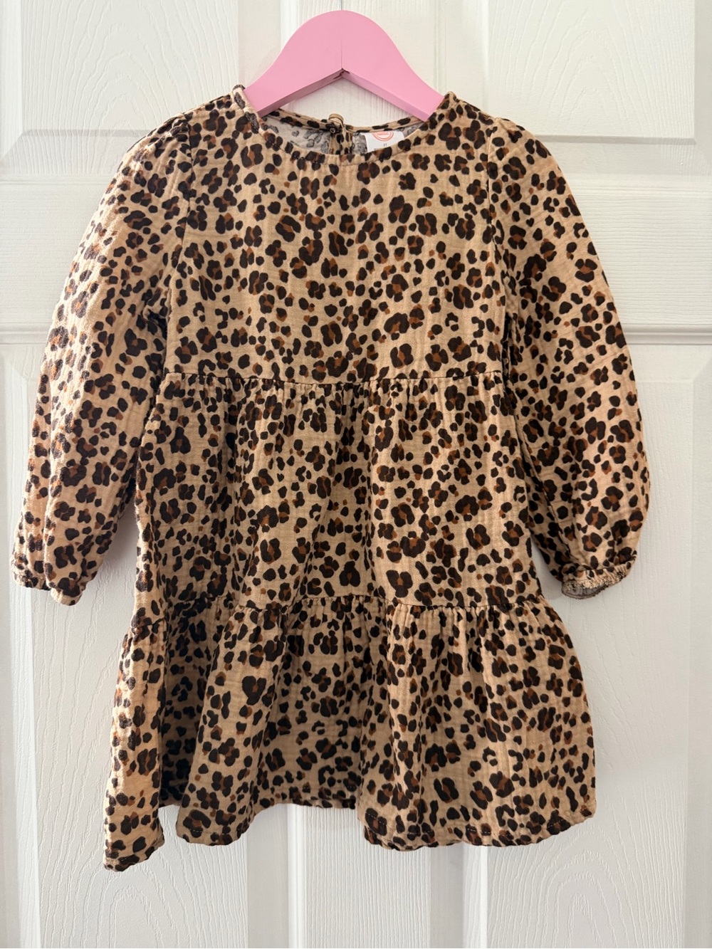 Leopard Print Long Sleeve Dress - Beige/Brown size 3T